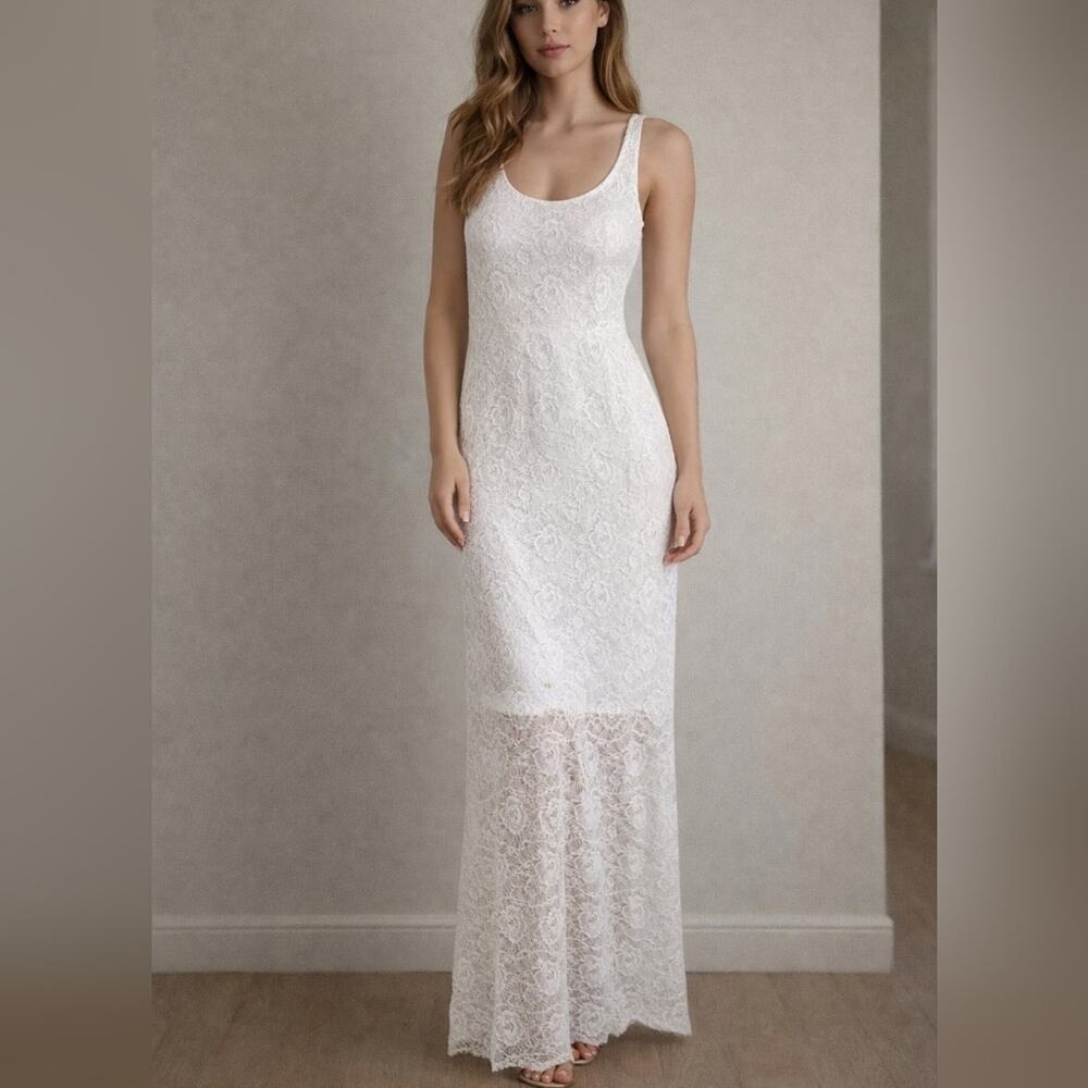love, Fire White Lace Maxi Dress
